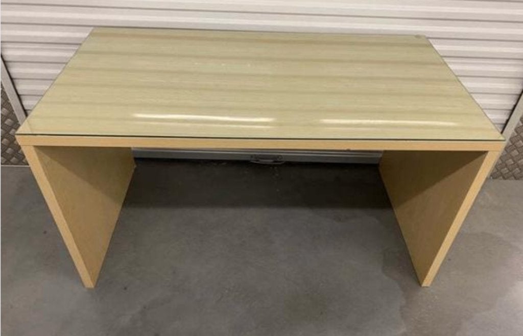 Ikea Bureau met glasplaat en ladenkast., Huis en Inrichting, Ophalen, Zo goed als nieuw, IKEA