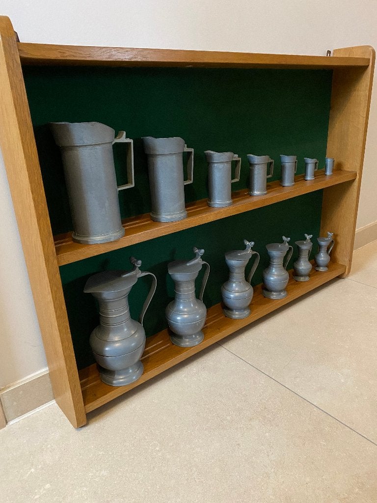 Eiken rek met kannetjes en potten, Ophalen, Gebruikt, Decoratieobject, Klassiek