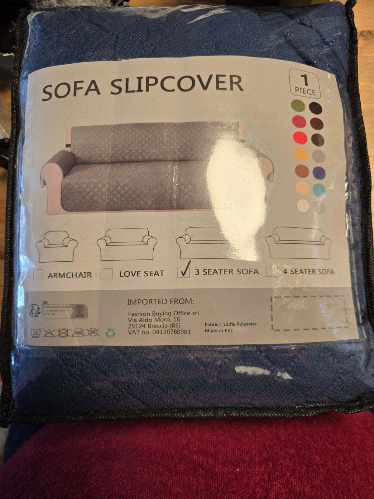 Blauwe 3 zit zetel cover  slip, Ophalen