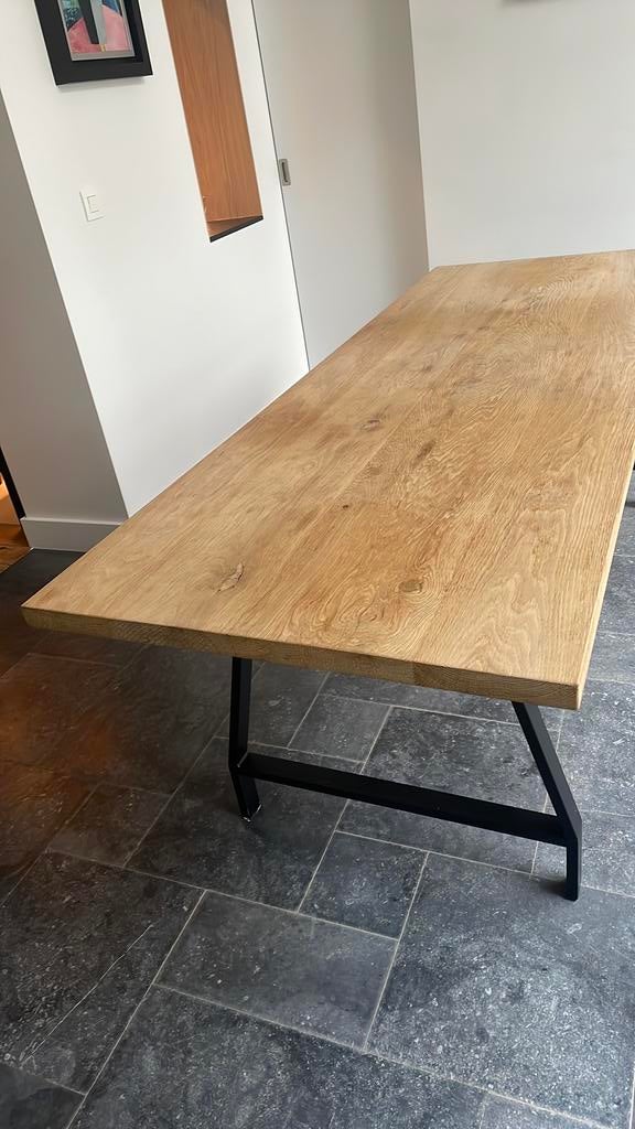 Table bois style industriel, Enlèvement, Comme neuf, Chêne