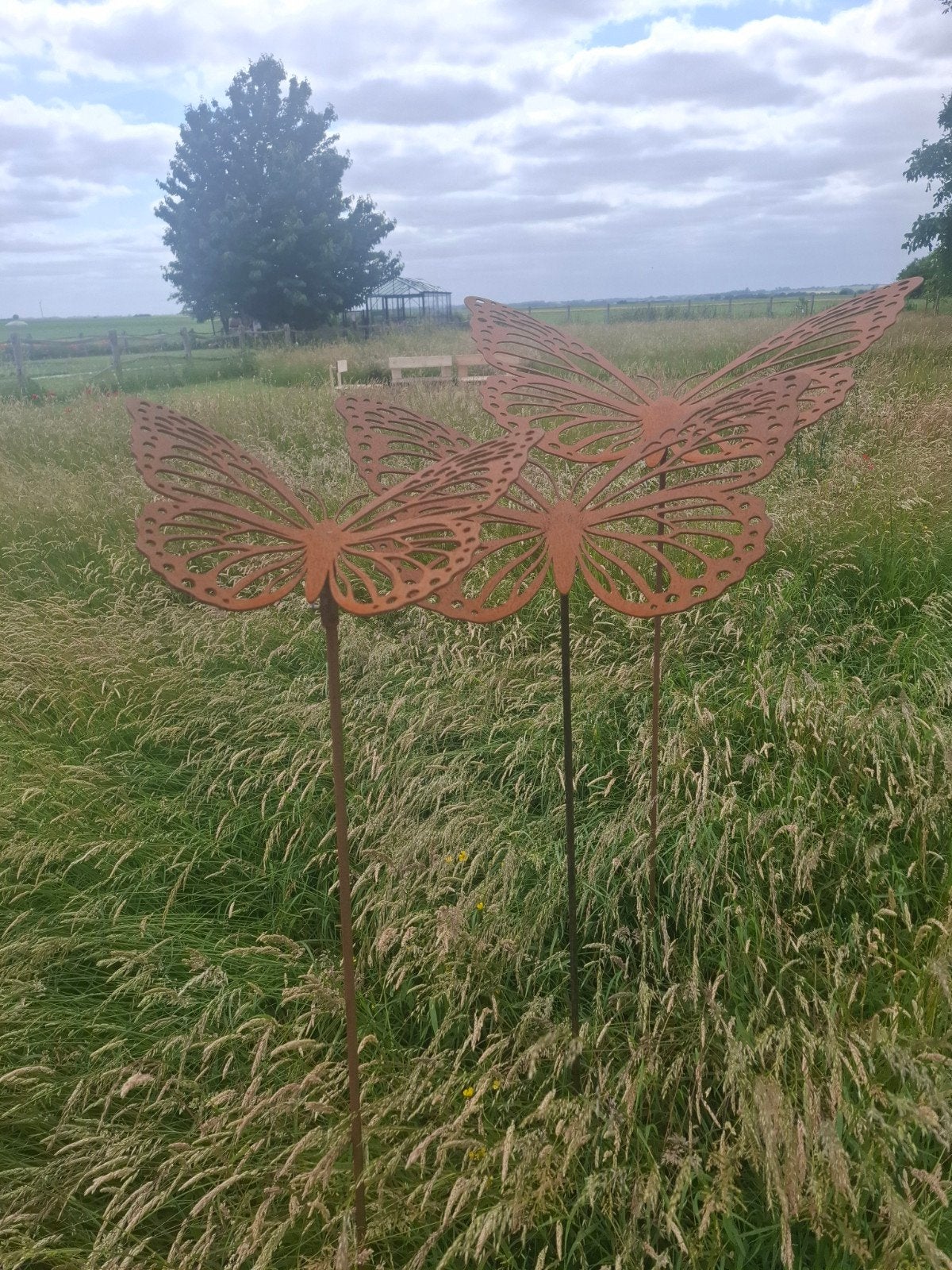 Tuindecoratie met vlinders in cortenstaal op staak! TOPPER, Tuin en Terras, Tuinwanddecoratie, Ophalen