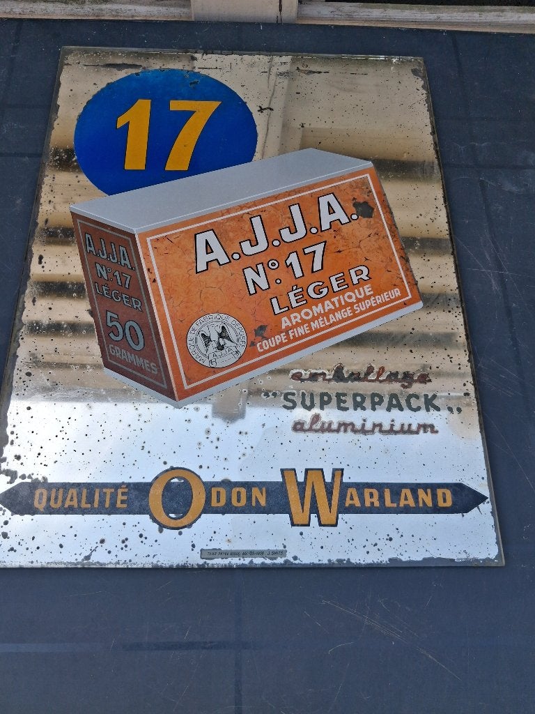 miroir ancien AJJA ODON WARLAND.. T.P.BRUX... 29/651/1956.., Enlèvement ou Envoi, Utilisé, Panneau publicitaire