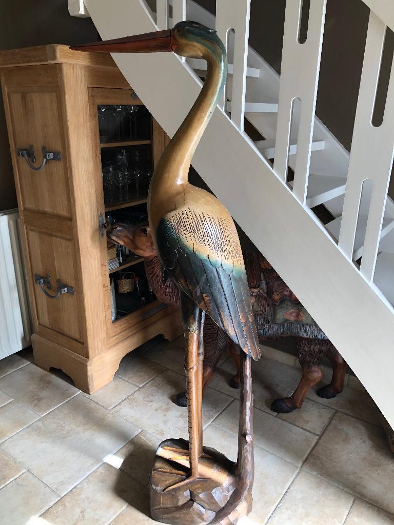 Mooie houten Reiger, Antiek en Kunst, Ophalen
