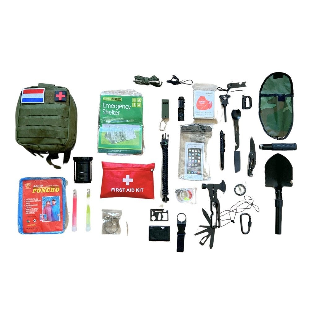 Survivalpakket noodpakket prepper basispakket groen, Caravanes & Camping, Outils de camping, Enlèvement ou Envoi, Neuf