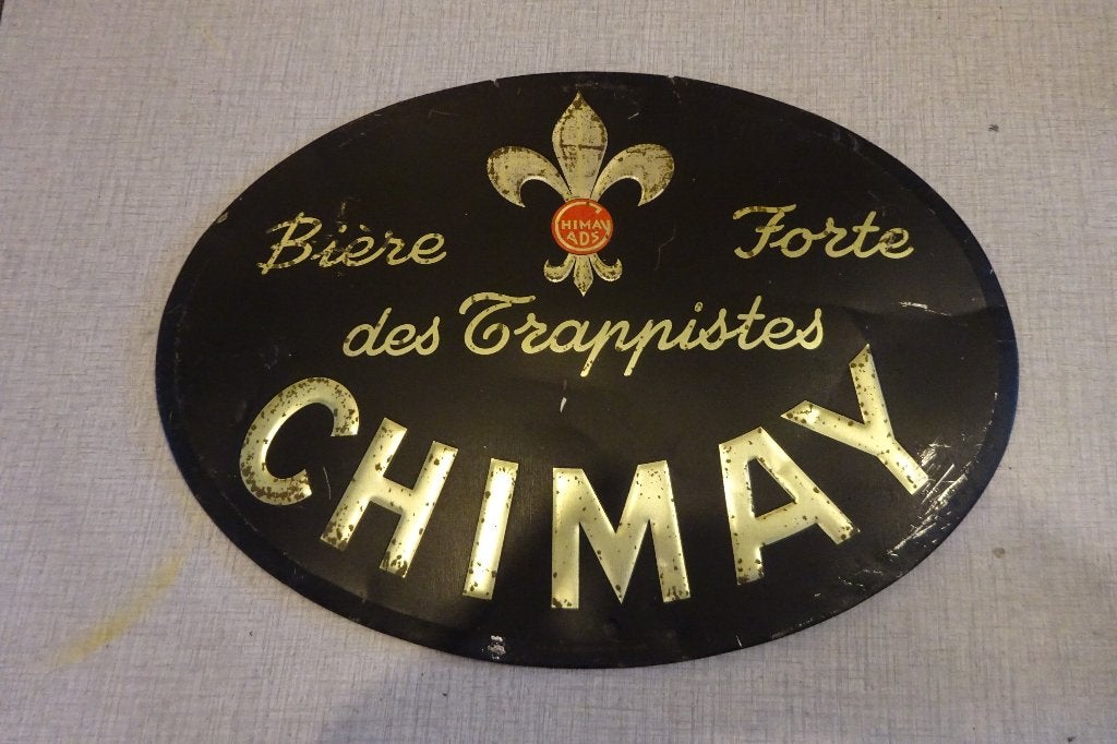 Chimay 1959  plaque en tôle ( fer blanc ) originale, Collections, Enlèvement, Utilisé, Panneau publicitaire