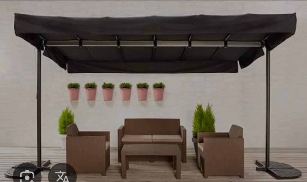 Terras markies antraciet incl tegel verzwaarders, Tuin en Terras, Ophalen