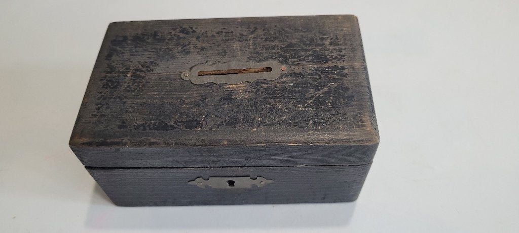 oude houten spaarpot (7iv300/6), Verzamelen, Ophalen of Verzenden