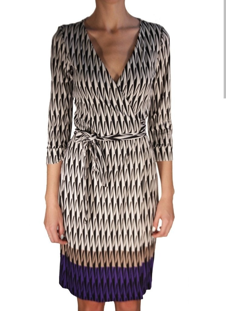 Robe-portefeuille, Diane von Furstenberg, 8(M), 100 % soie, Kleding | Dames, Autre, Meerkleurig, Nieuw, Knielengte