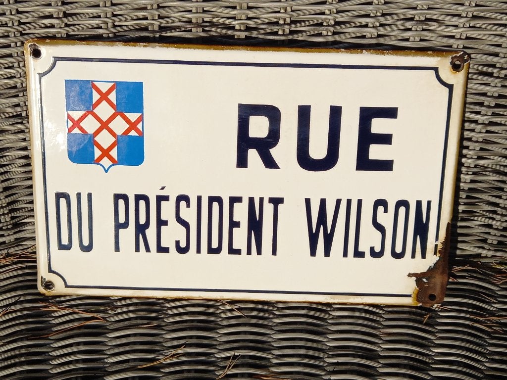 Panneau de rue en émail Rue Président Wilson, Enlèvement ou Envoi
