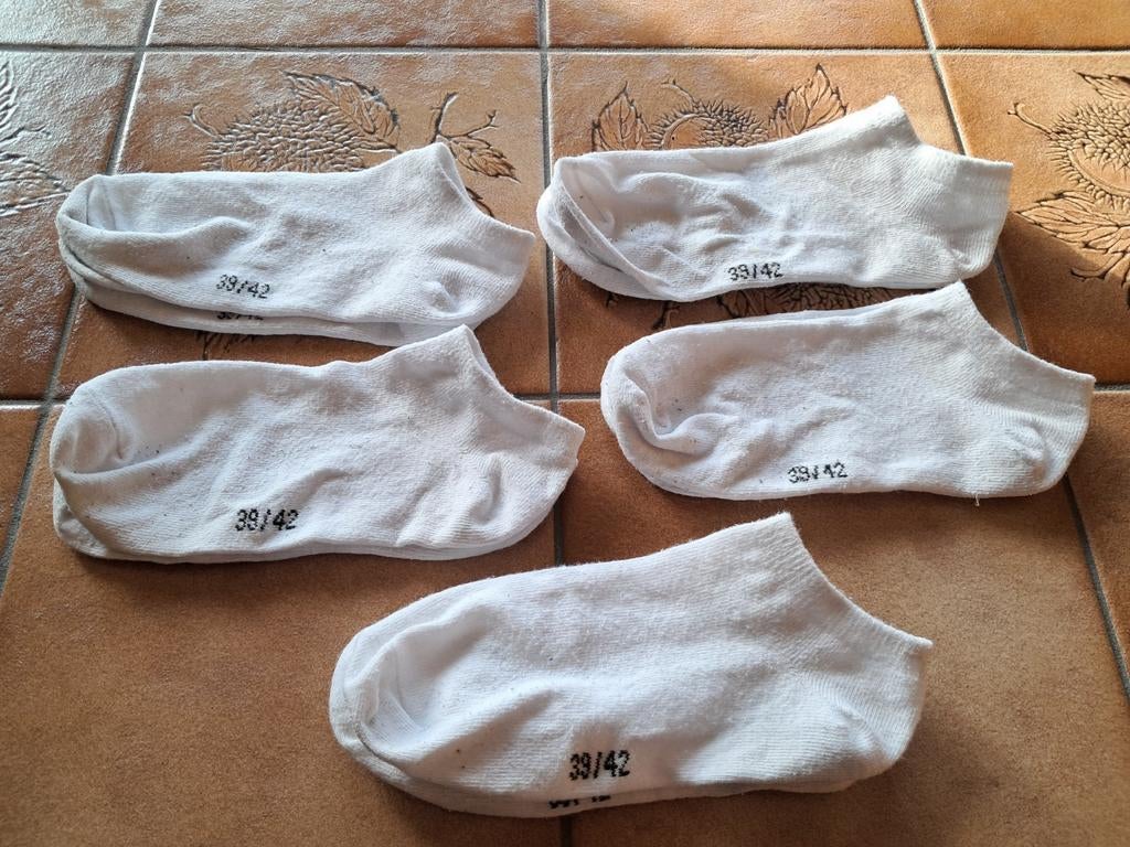 Lot de 5 paires de soquettes blanches 39-42, Vêtements | Hommes, Chaussettes & Bas, Taille 39 à 42, Enlèvement ou Envoi, Porté