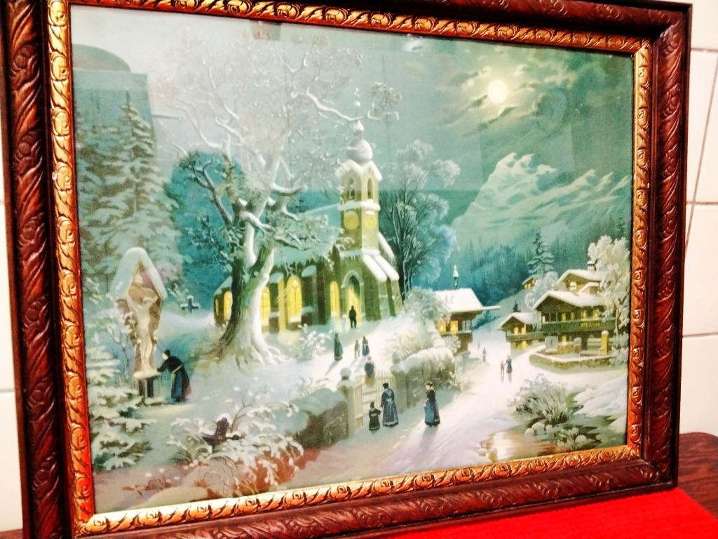 TABLEAU "UN SOIR D'HIVER", Maison & Meubles, Accessoires pour la Maison | Cadres, Enlèvement, Utilisé, Bois