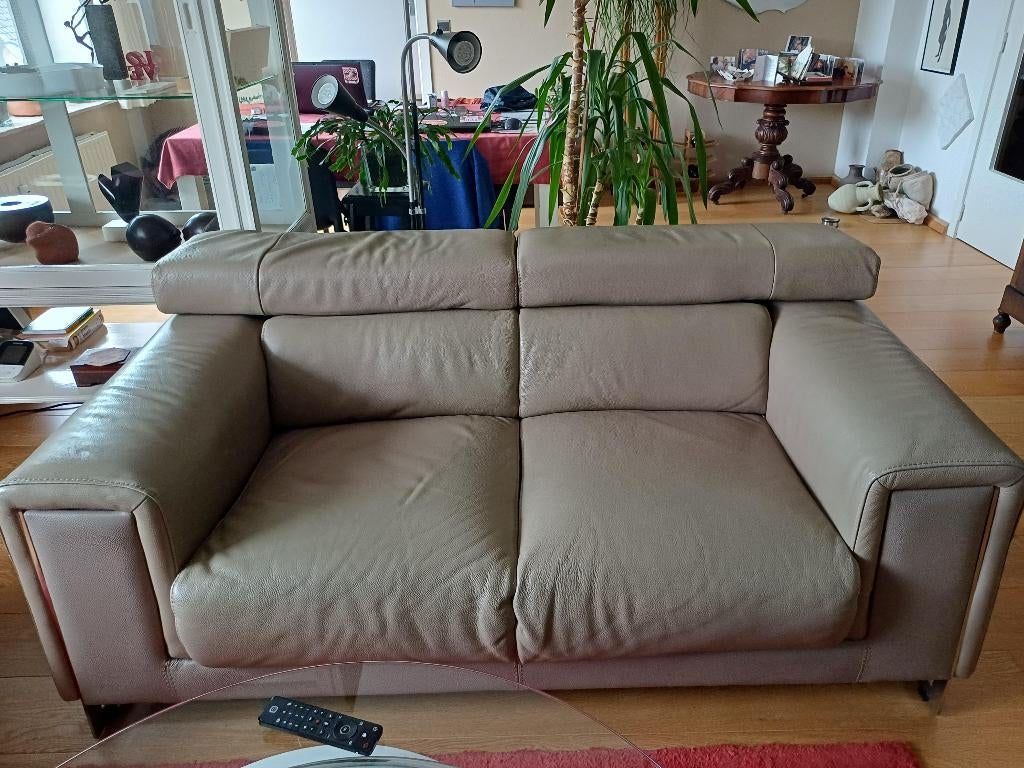 Zitbank Leder, Ophalen, 150 tot 200 cm, Zo goed als nieuw, Modern