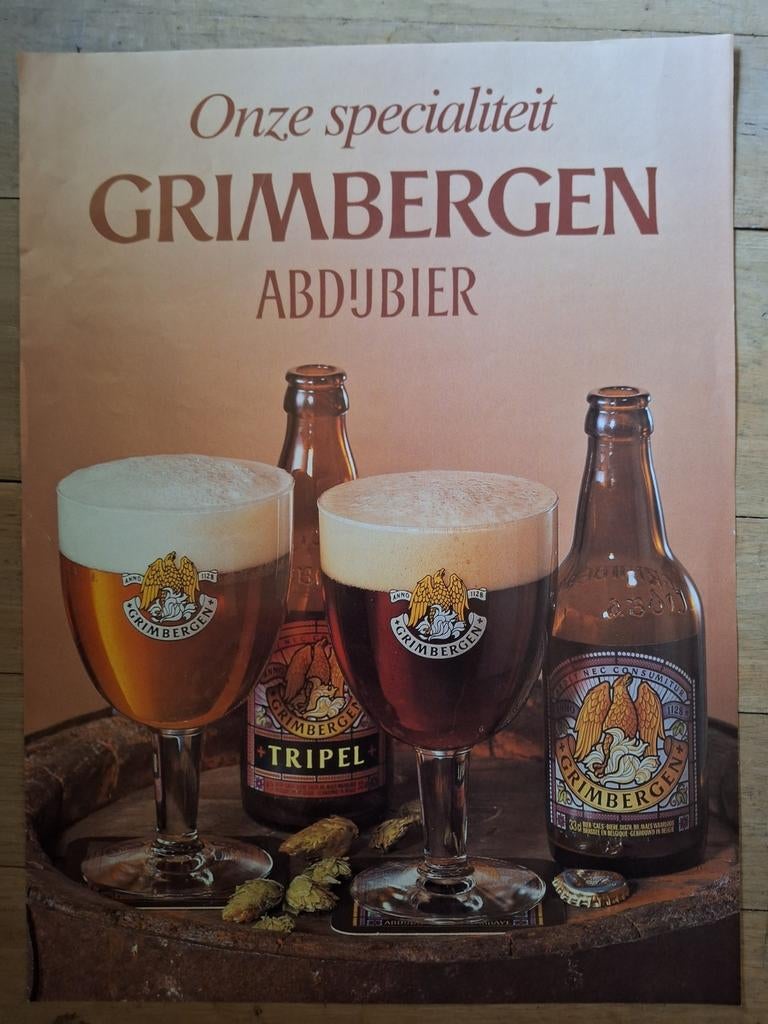 Poster Grimbergen abdijbier bier brouwerij Grimbergen, Verzamelen, Biermerken, Ophalen of Verzenden, Zo goed als nieuw