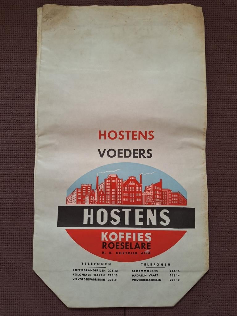 1 zeer grote oude verpakking koffies Hostens Roeselare, Verzamelen, Ophalen of Verzenden, Verpakking