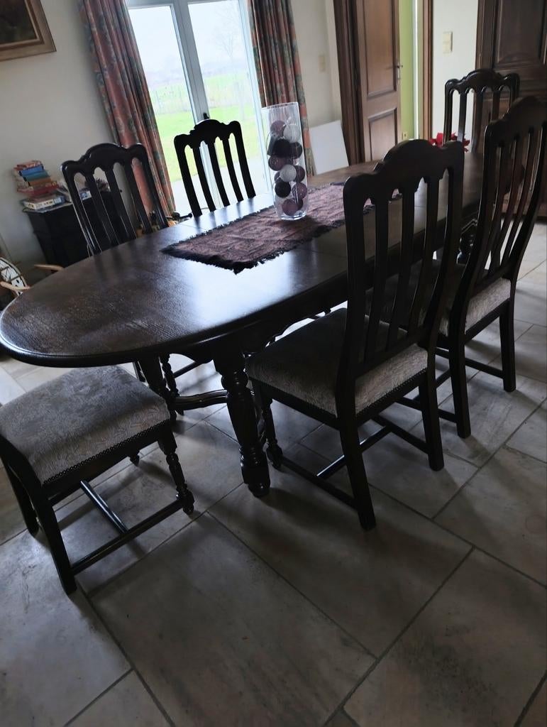 Eiken eettafel met 6 stoelen, Huis en Inrichting, Tafels | Eettafels, Ophalen