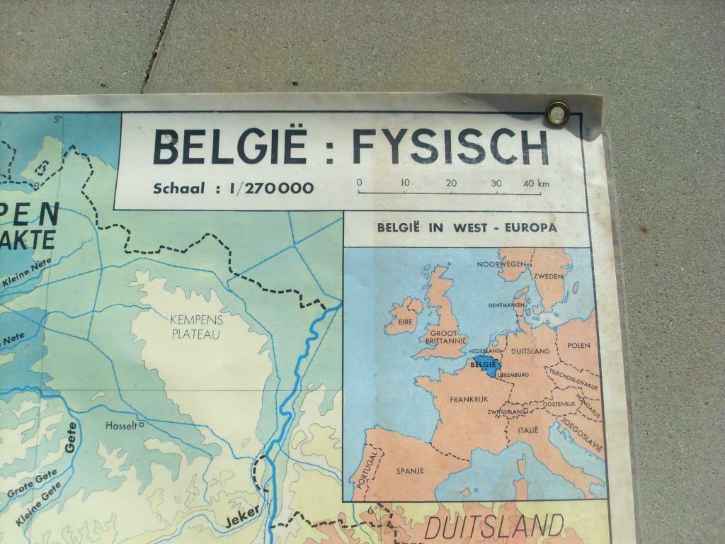 oude landkaart  Belgie 1961, Boeken, Atlassen en Landkaarten, Ophalen of Verzenden, 1800 tot 2000, België, Landkaart