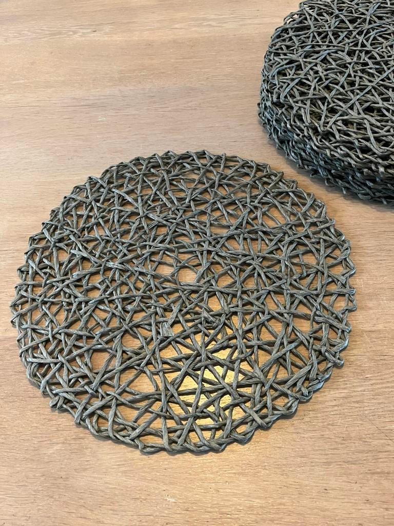 Placemats 12 stuks in papyrus, grijs, Huis en Inrichting, Woonaccessoires | Onderzetters, Ophalen, Zo goed als nieuw