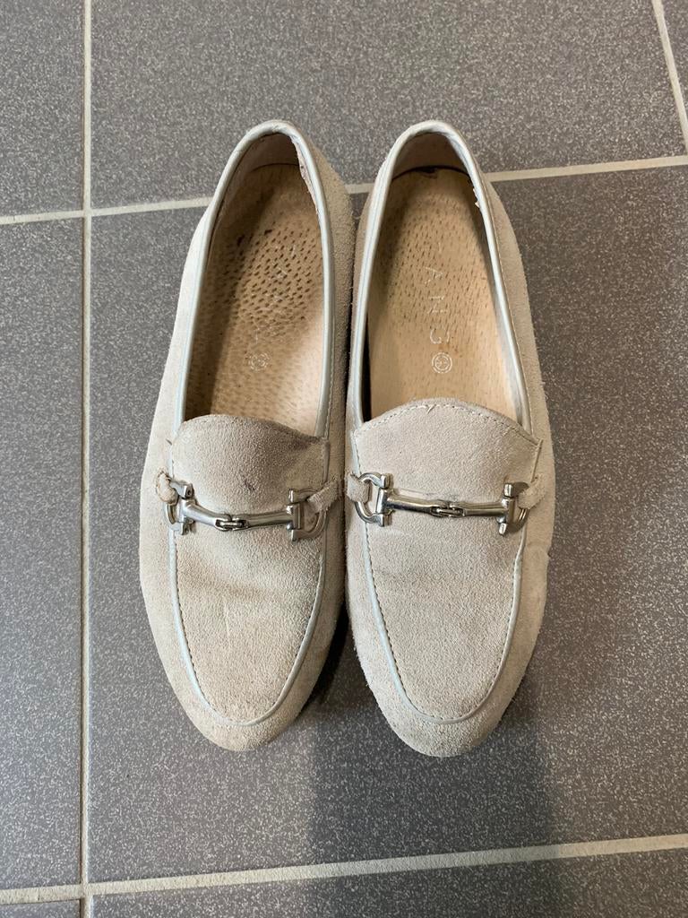 Grijze mocassin - 36, Kleding | Dames, Tango, Schoenen met lage hakken, Zo goed als nieuw, Grijs