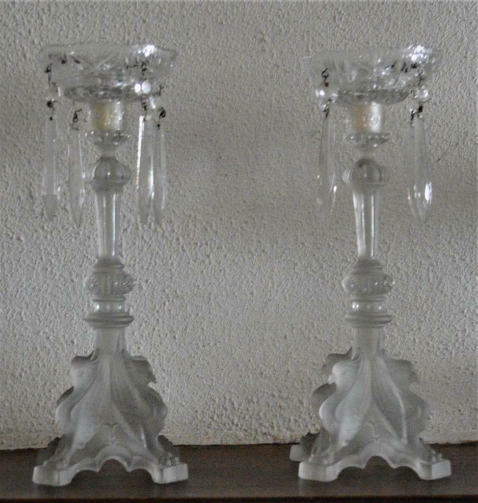 VSL kandelaars met schaaltjes 29 cm, Ophalen of Verzenden, Kristal