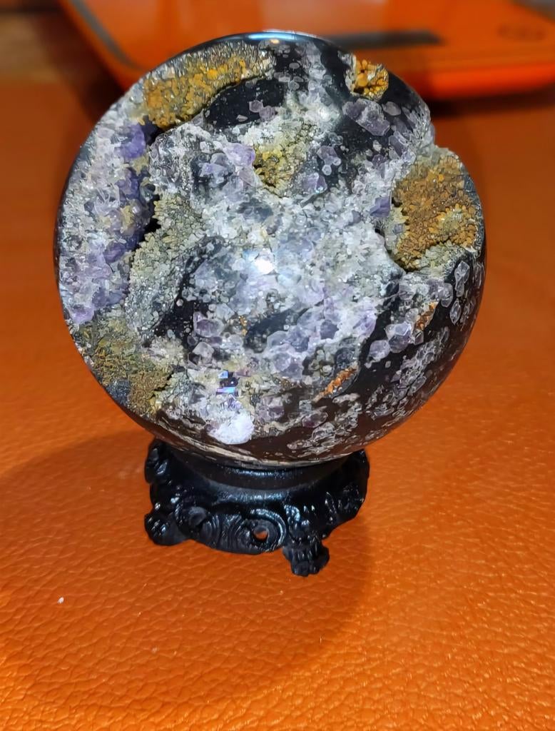 Amethist& kwarts druzy bol, paars kristal – uniek natuurstu, Enlèvement ou Envoi