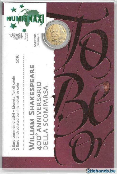 2 euros Saint-Marin 2016 Shakespeare, Enlèvement ou Envoi, Saint-Marin, 2 euros