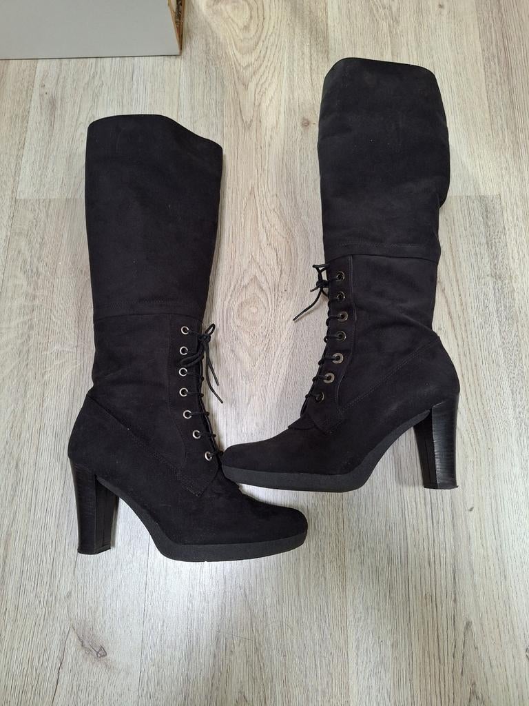 Zwarte lange daim botten met hak maat 38 Ken Shoe Fashion, Kleding | Dames, Hoge laarzen, Zwart, Ken Shoe Fashion, Ophalen of Verzenden