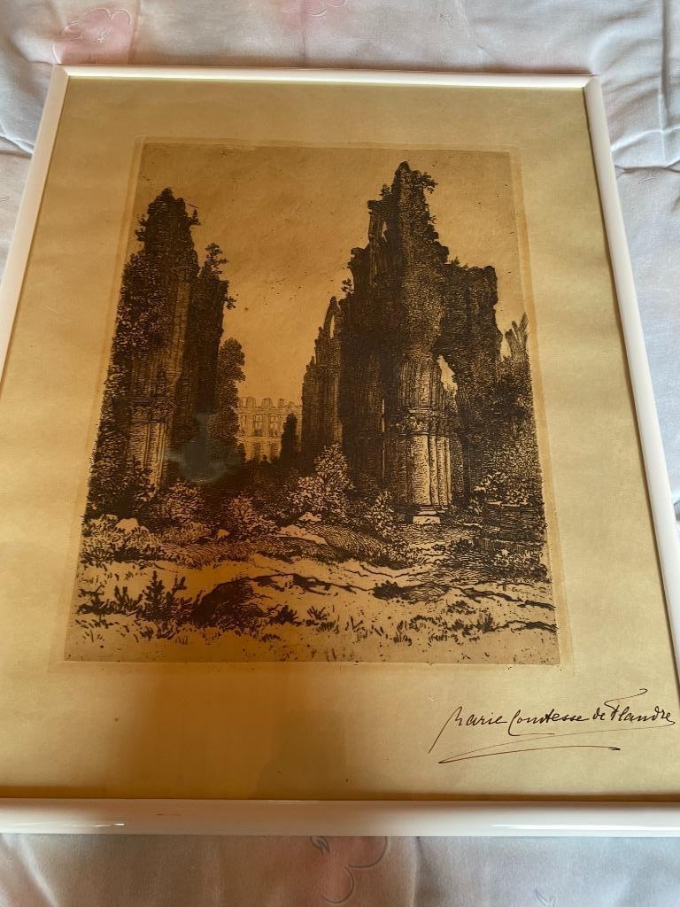 S.A.R.Marie comt de flandre mère roi Albert I gravure  ORVAL, Antiek en Kunst, Ophalen of Verzenden