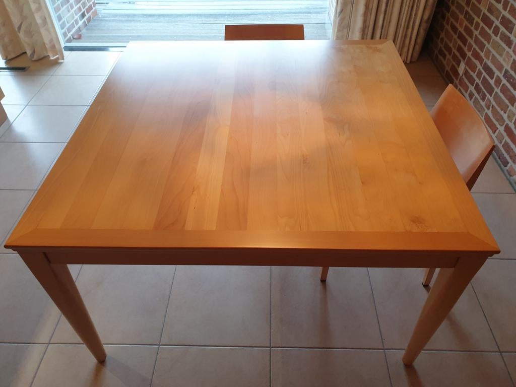 vierkante beuken eettafel, zo goed als nieuw, Ophalen, Vierkant, Zo goed als nieuw, 75 cm of meer