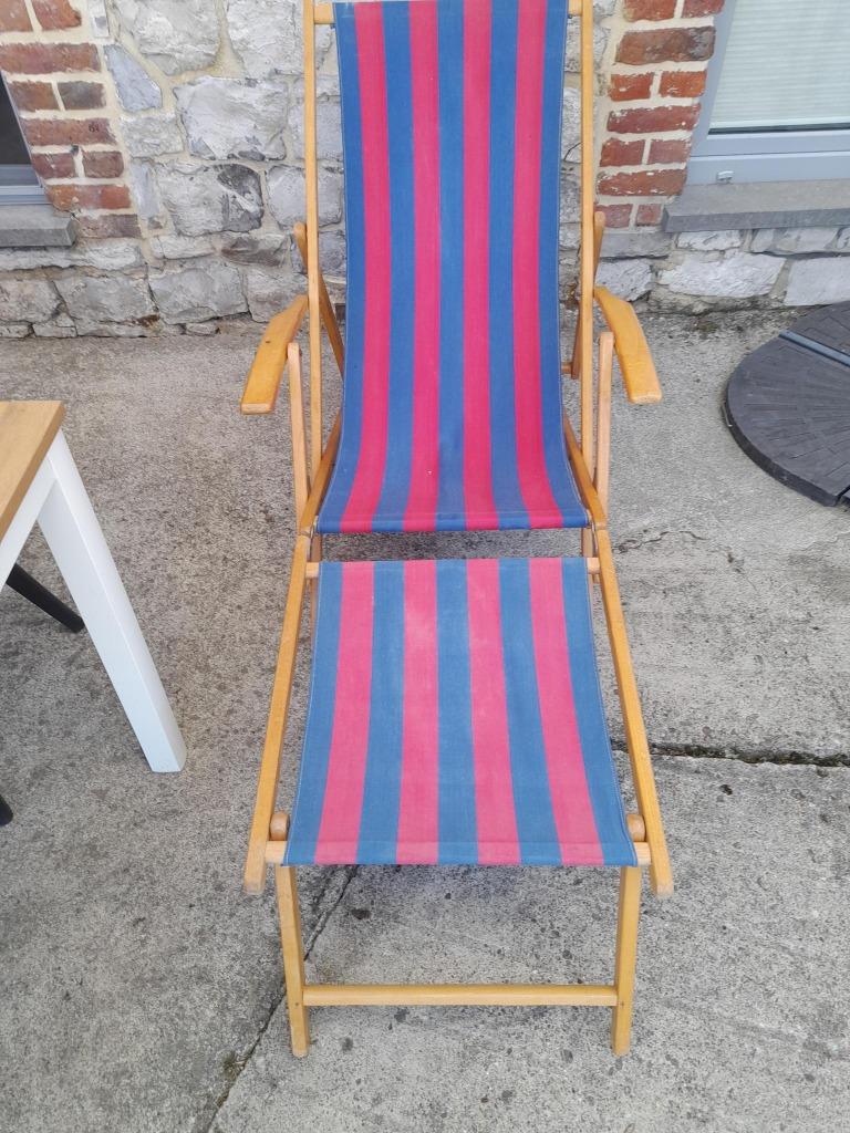 Chiliennes avec repose pieds, Ophalen, Gebruikt, Hout, Verstelbaar