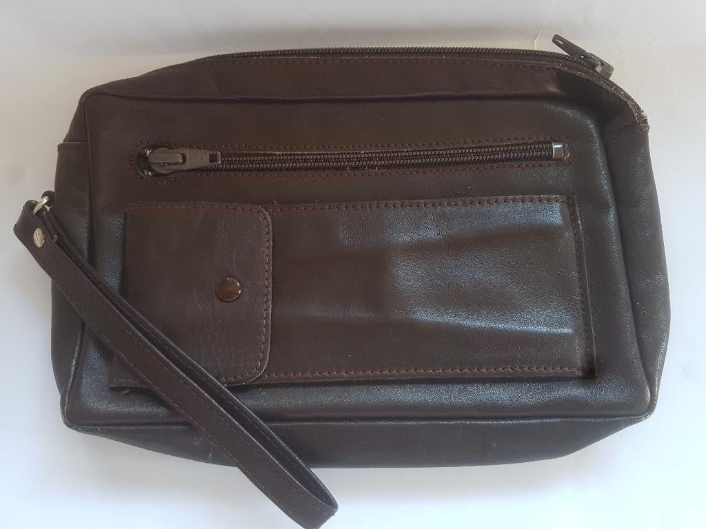 Vintage leren tas 20 x 13 x 4, Handtassen en Accessoires, Tassen | Schoudertassen, Ophalen of Verzenden, Gebruikt, Bruin, Leer