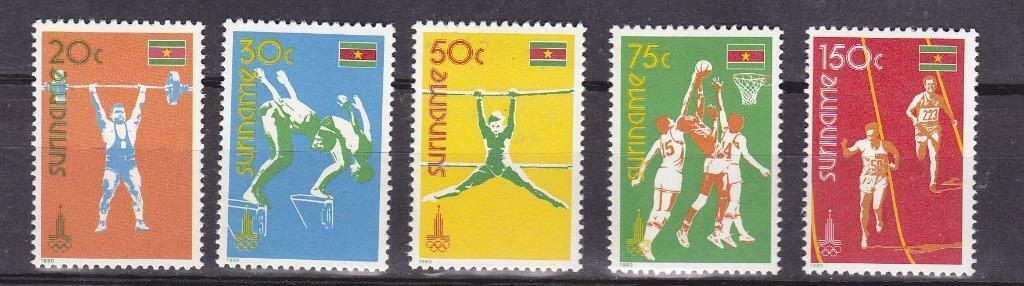 Suriname 1980 Olympische Spelen Moskou **, Verzenden, Postfris, Zuid-Amerika