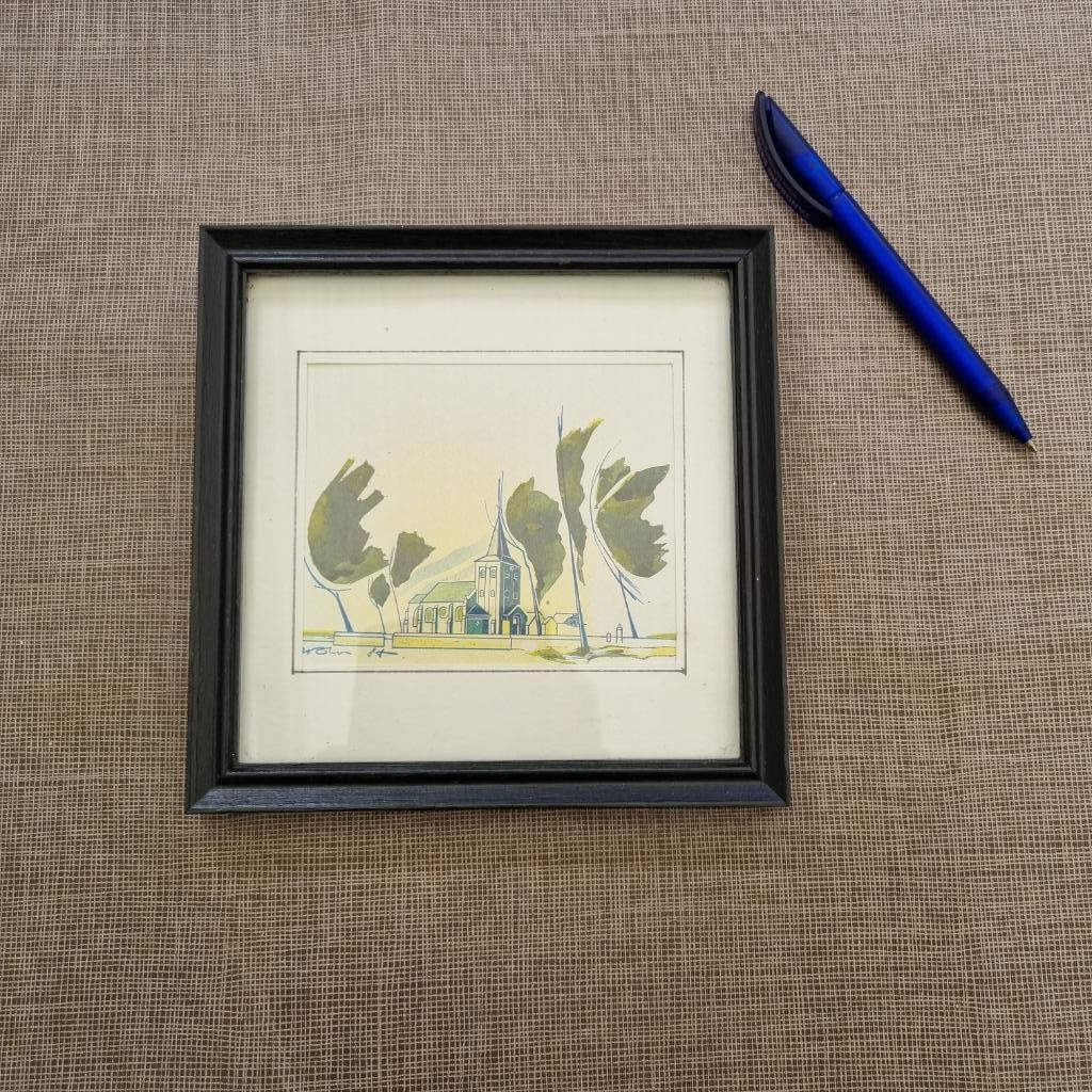 Aquarel van de kerk van Heppeneert, Enlèvement ou Envoi