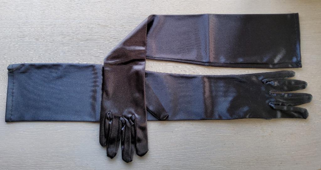 Gants longs en satin noir taille unique, ANDERE, Envoi, Noir, Autres types