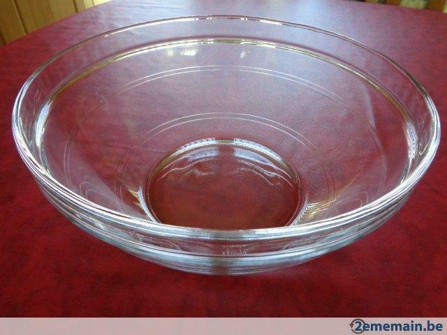 Plat en verre transparent. Diamètre 30cm. Haut. 12,5 cm., Ophalen of Verzenden, Gebruikt