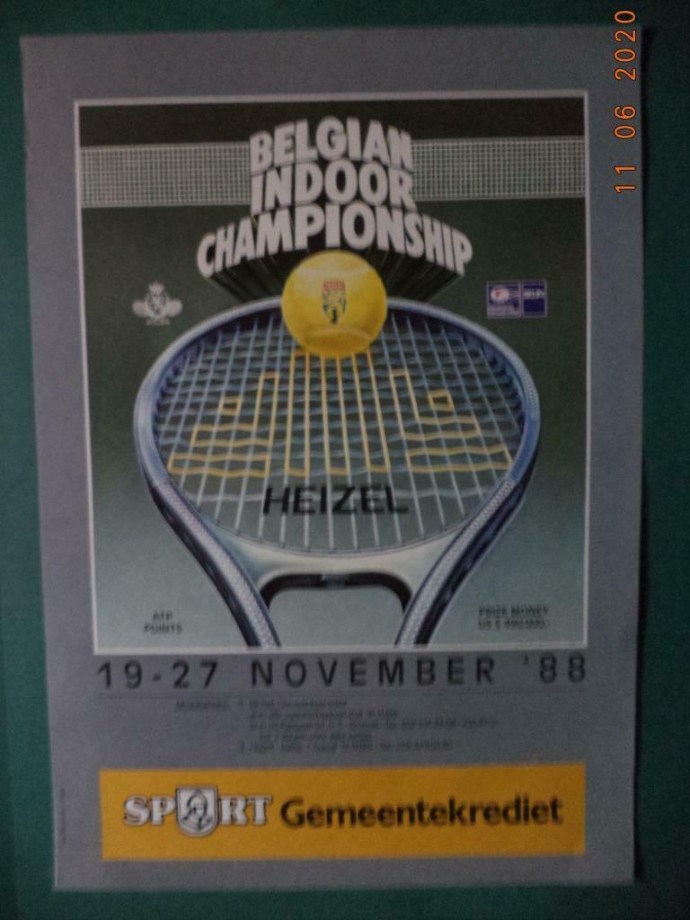 Affiche: Tennis: ''Belgian Indoor Championship Heizel'' 1988, Ophalen of Verzenden, Zo goed als nieuw