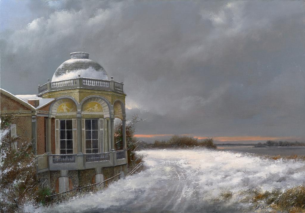 Schilderij Hilaire Bals - Hingene in de sneeuw, Antiek en Kunst, Ophalen