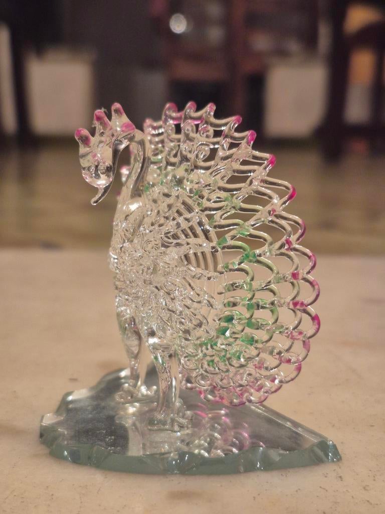 Paon en verre soufflé en très bon état., Enlèvement, Comme neuf, Animal