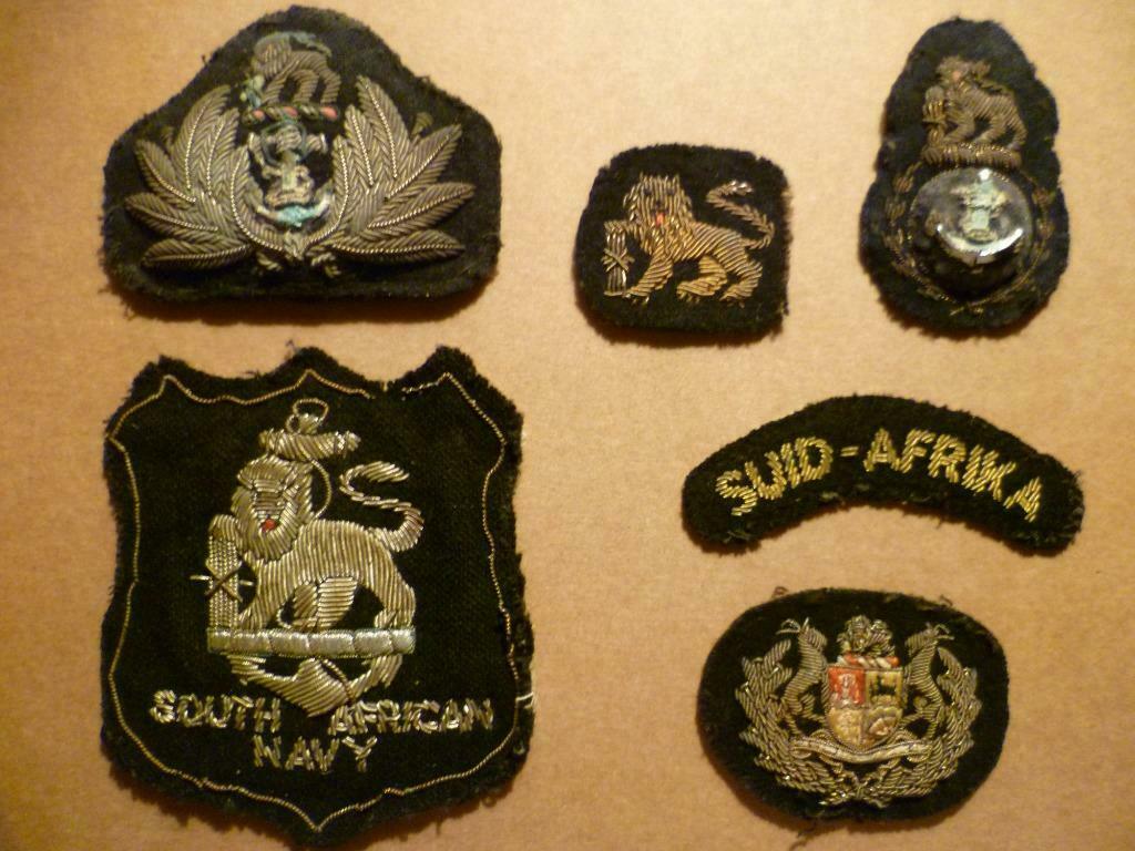 South African Navy, LOT #1, zeemacht badges, bullion wire, Verzamelen, Militaria | Algemeen, Verzenden, Marine, Embleem of Badge