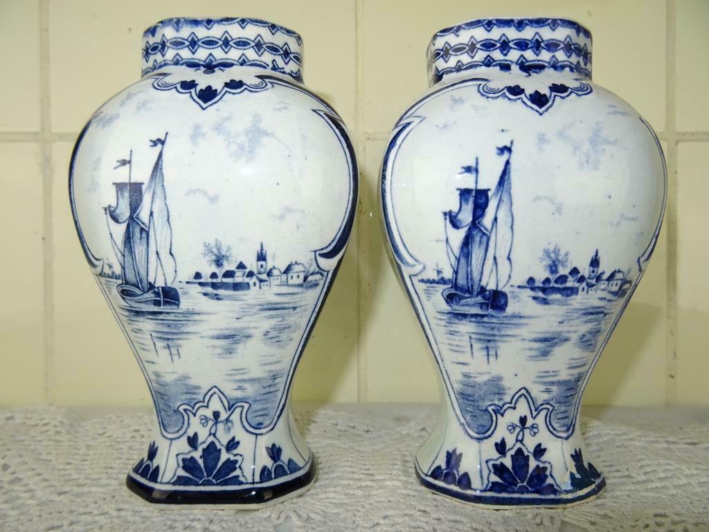 Vase antique Petrus Regout 2x Vase antique curio art, Moins de 50 cm, Enlèvement ou Envoi, Autres couleurs, Poterie ou Porcelaine