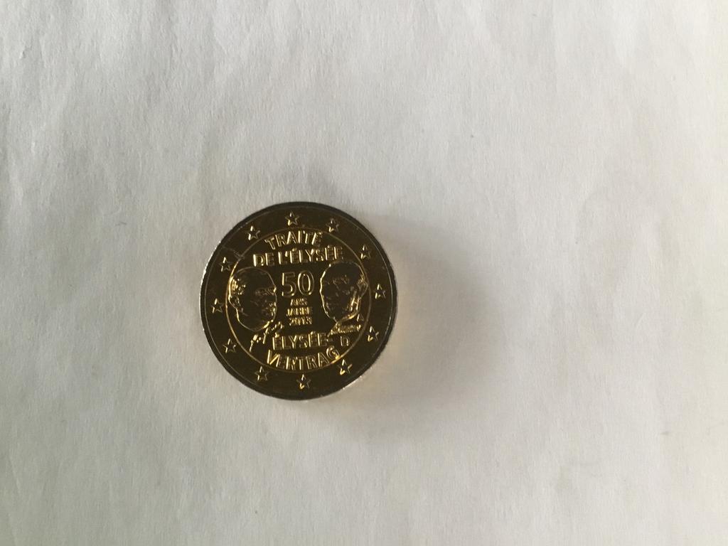2013 Duitsland Elysee verdrag verguld, Postzegels en Munten, Munten | Europa | Euromunten, Ophalen of Verzenden, Duitsland, 2 euro