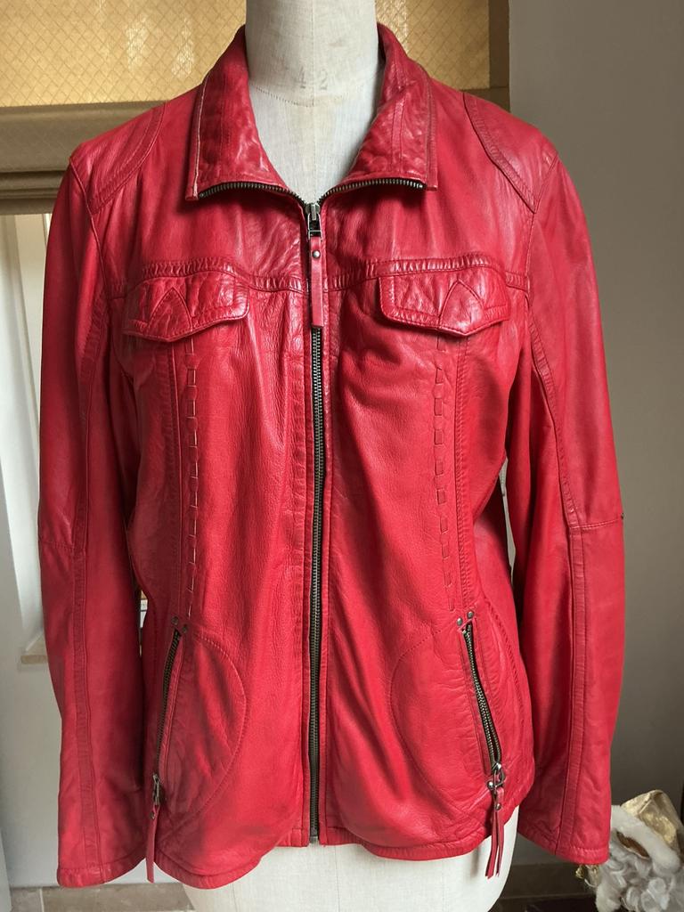 Veste en cuir pour femme taille L, Enlèvement ou Envoi, Comme neuf, Taille 42/44 (L), Rouge