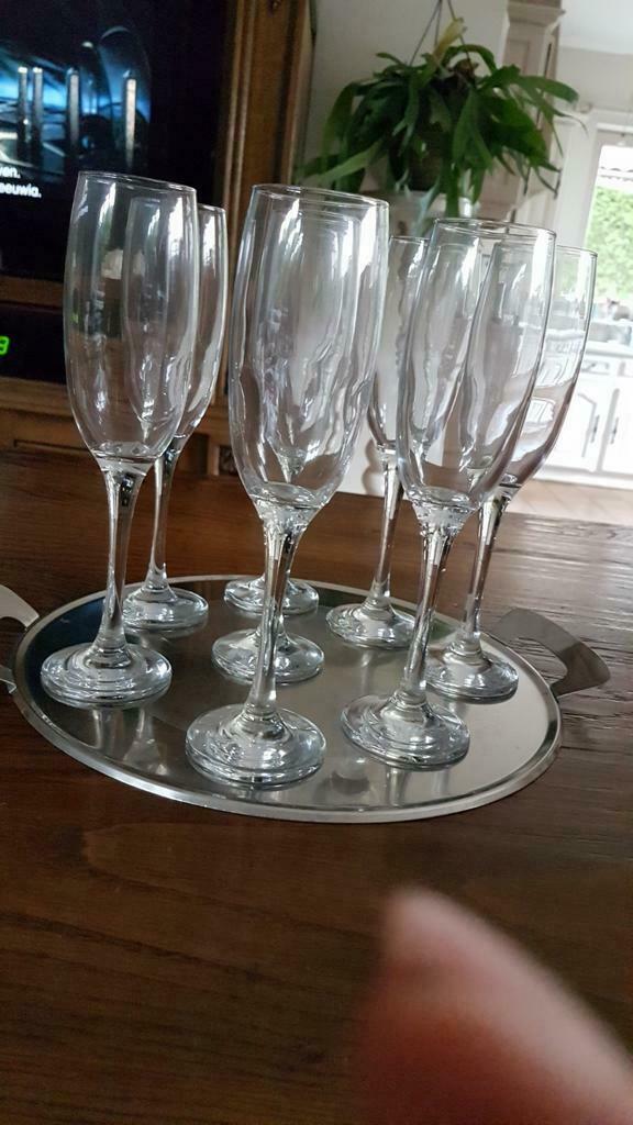 7 champagne glazen nieuw voor 5 euro, Ophalen of Verzenden, Nieuw