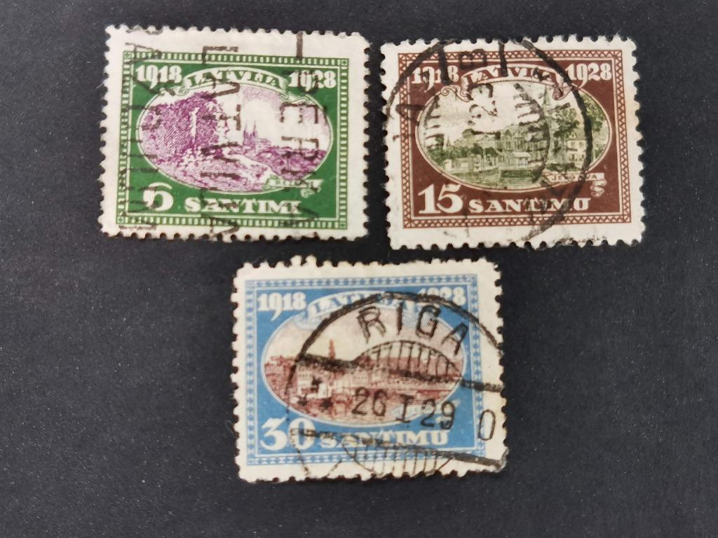 Lettonie 1928 - 10 ans d'indépendance - villes, Enlèvement ou Envoi, Autres pays, Affranchi