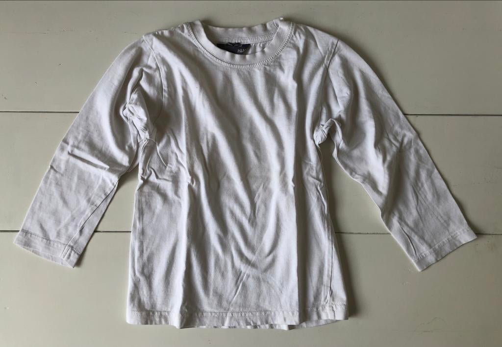 witte longsleeve H&M 110 116, Gebruikt, Jongen of Meisje, H&M, Ophalen of Verzenden