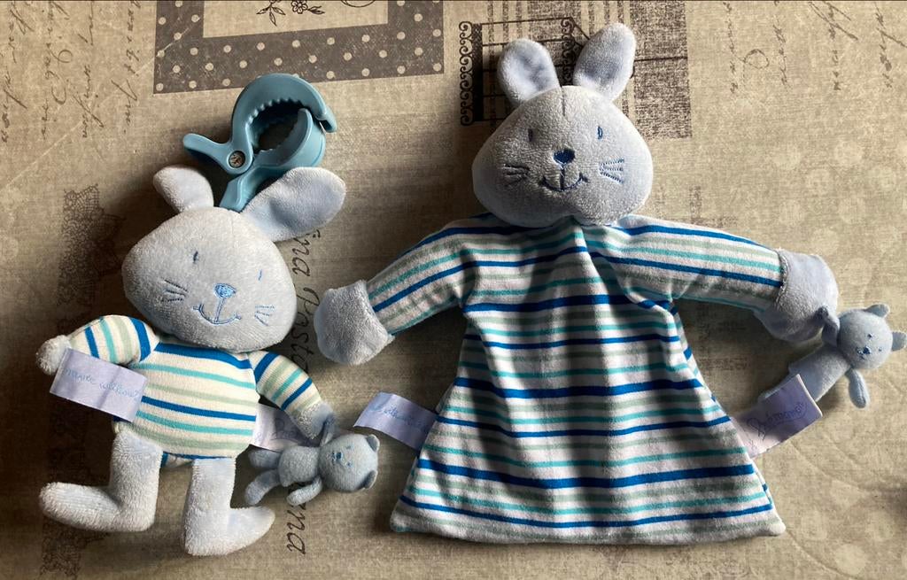 Premaman trilknuffel met klem+knisper popje/doekje., Ophalen of Verzenden, Zo goed als nieuw, Konijn