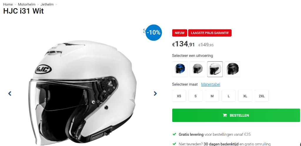 HJC i31 wit Maat 58, Motoren, Ophalen, M, Dames, Nieuw zonder kaartje