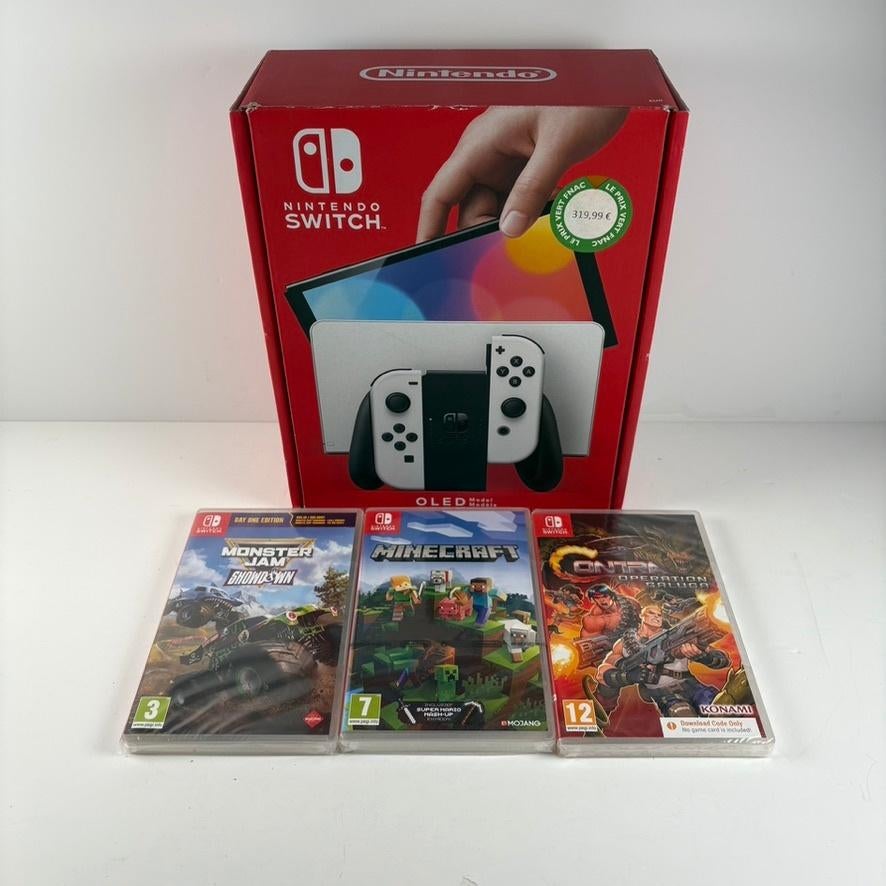 Nintendo Switch Oled + 3 nieuwe spelletjes, Games en Spelcomputers, Spelcomputers | Nintendo Switch, Switch OLED, Met 2 controllers