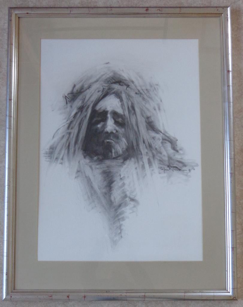 RAFAEL GORSEN / BEBAARDE MAN / ORIGINEEL / 113x87cm / KADER, Antiek en Kunst, Ophalen