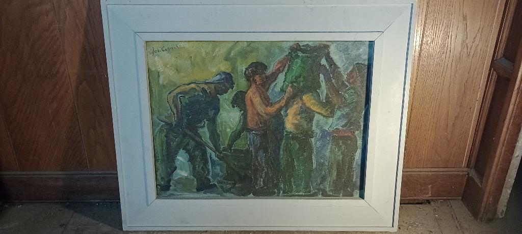 Peinture sur bois signée "Joseph Cornil", 75x60, n507, Enlèvement