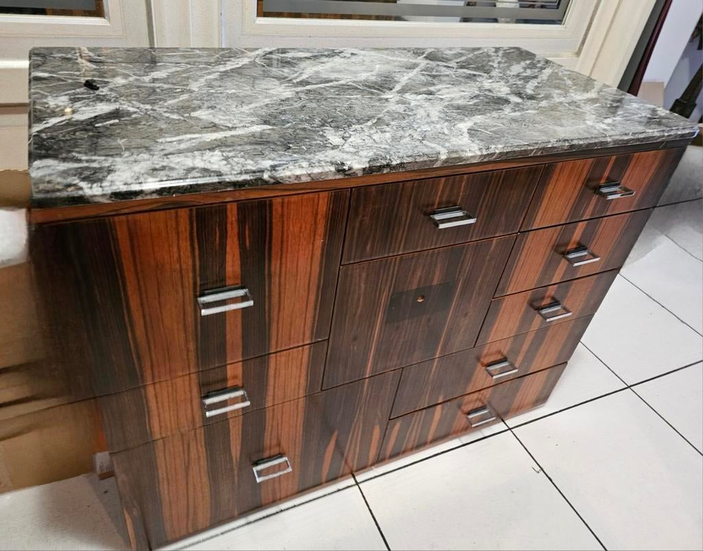 Buffet bois de palissandre massif et support marbre, Maison & Meubles